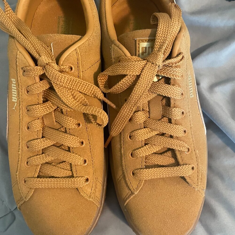 Puma Tan Suede Low-Top Sneakers